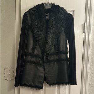 INC International Concepts Black Faux Fur Blazer